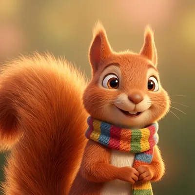 Eichhörnchen Flecki mit buntem Schal