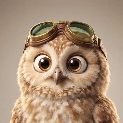 Eule Lina mit Fliegerbrille
